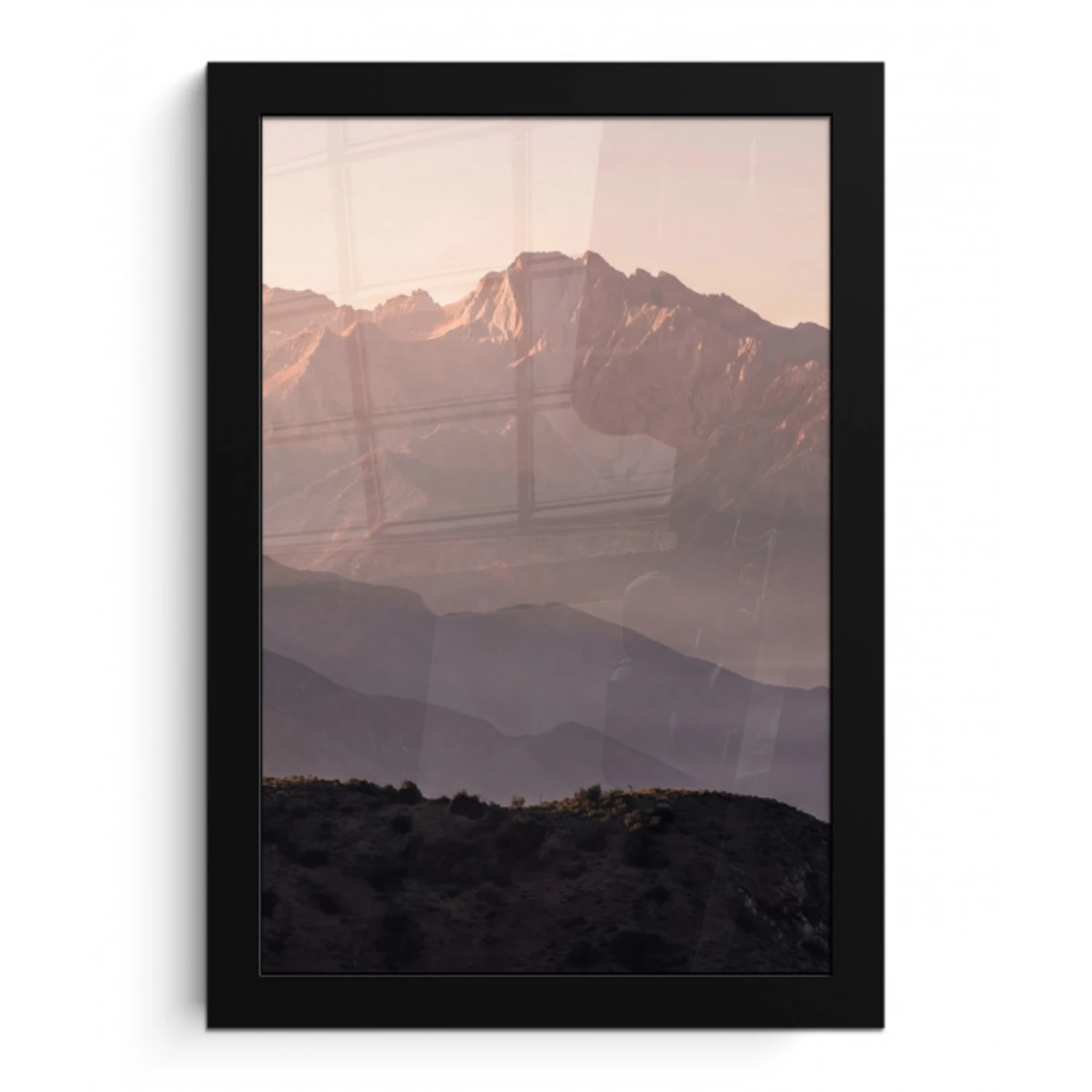 Panorama - Landschap - Bergen fotolijst zwart zonder passe partout klein -3d