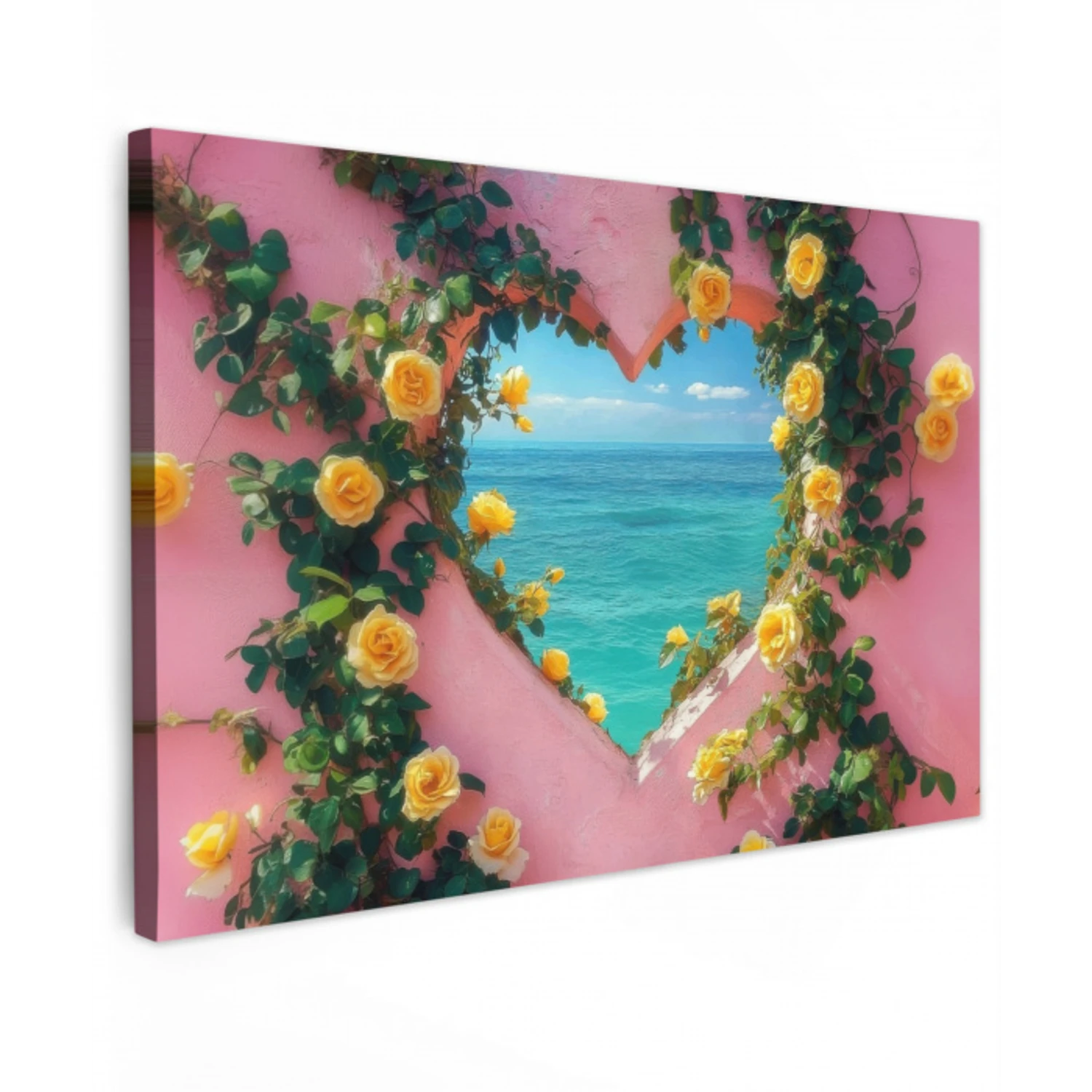 Hart - Zee - Muur Tuinposter op houten frame 2 cm dik klein -3d