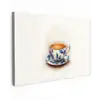 Theekop - Bladeren - Blauw Tuinposter op houten frame 2 cm dik klein -3d