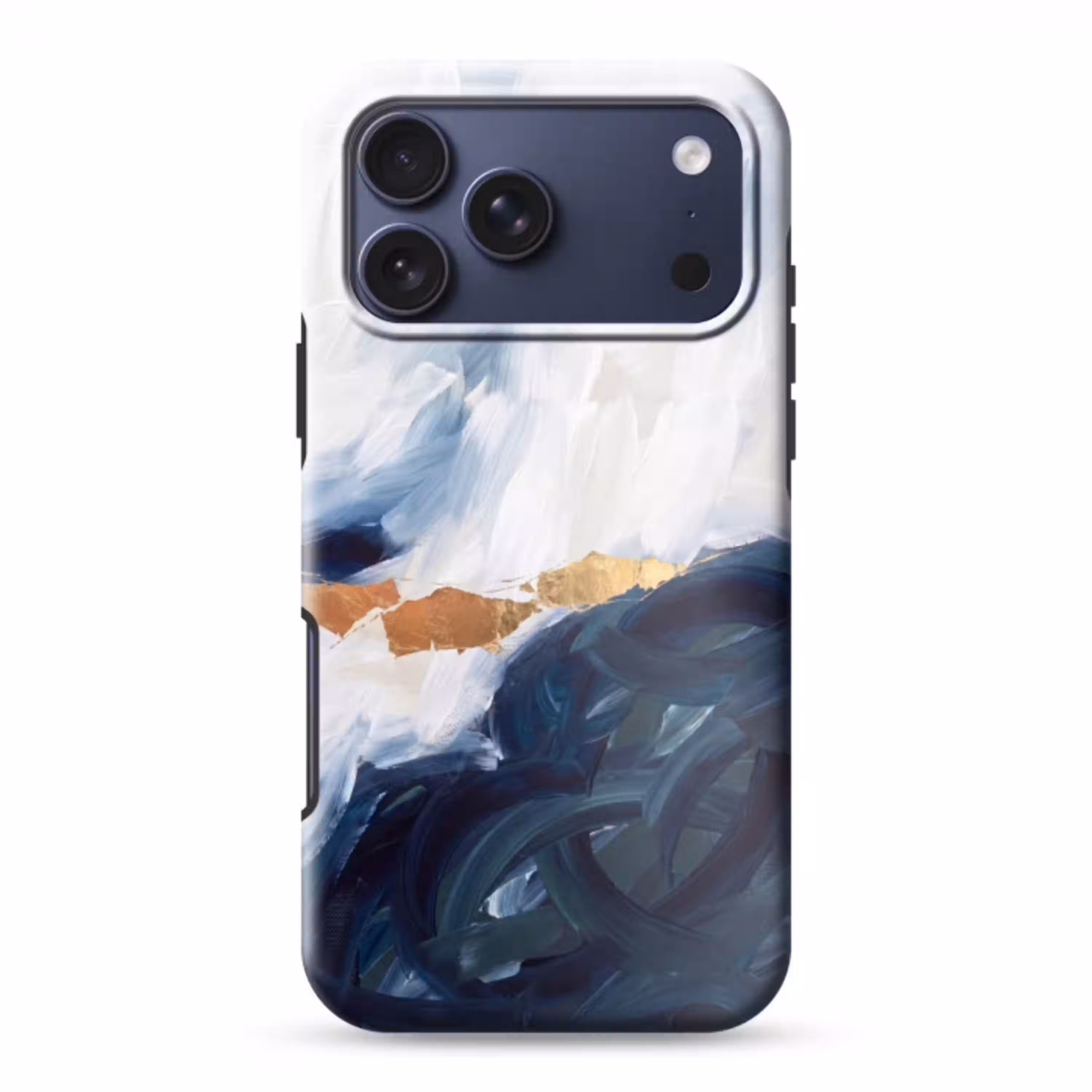 Abstract - Acryl - Blauw - Goud - Elegant Toughcase MagSafe Apple iPhone 17 Pro Max klein -3d