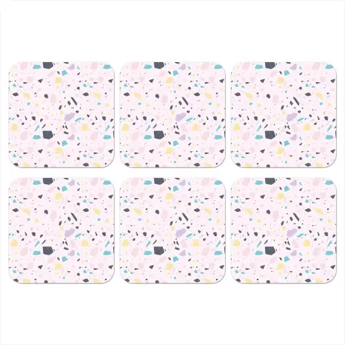 Terrazzo -  Patroon - Zacht - Snoep onderzetter kurk middel 366 -3d
