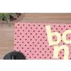 Bonjour - Stippen - Roze- Geel muismat rubber klein -closeup