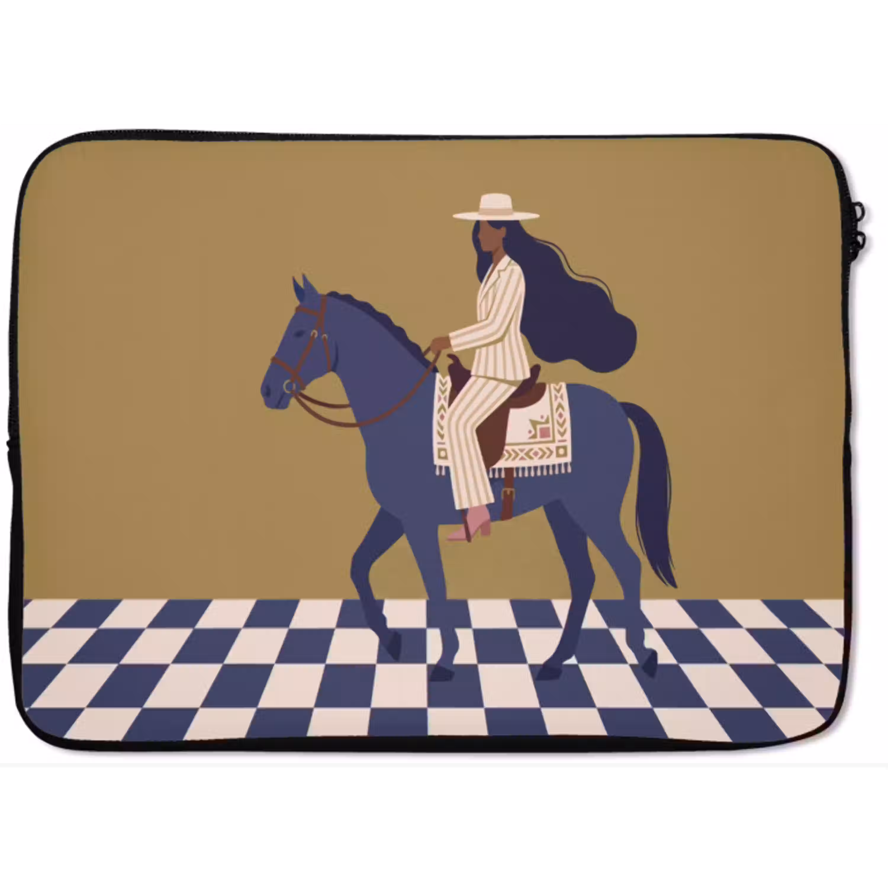 Vrouw - Paard - Rijden - Modern - Abstract laptophoes neopreen klein -zkaufland3dotto