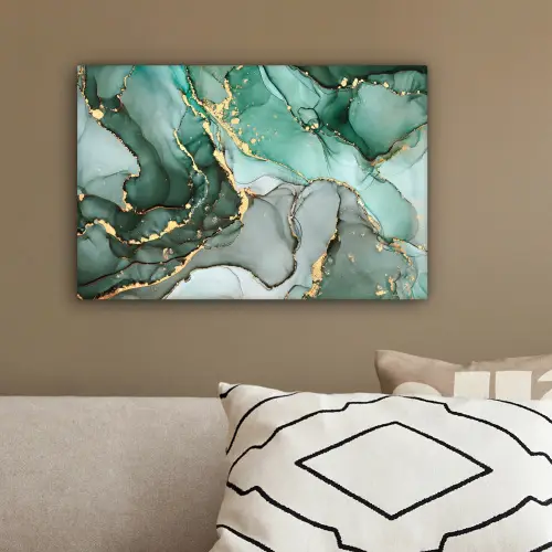 Goud - Marmer - Groen - Luxe - Marmerlook - Grijs canvas 2cm klein -sfeer3