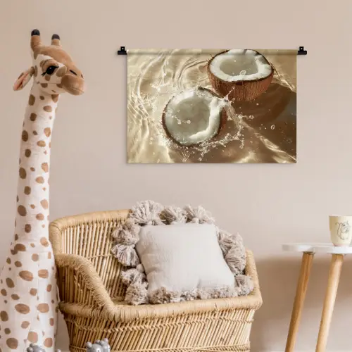 Kokosnoot - Water - Beige - Spetters Wandkleed katoen klein -wsfeer5_kind