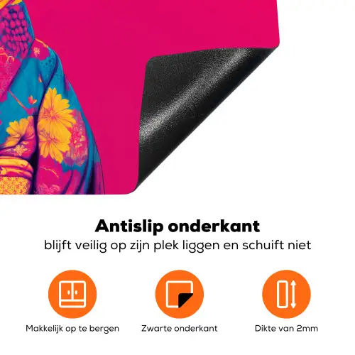 Konijn - Bloemen - Kleurrijk - Kimono Inductie beschermer vinyl 3mm klein -zzzzzzz-td-onderkant