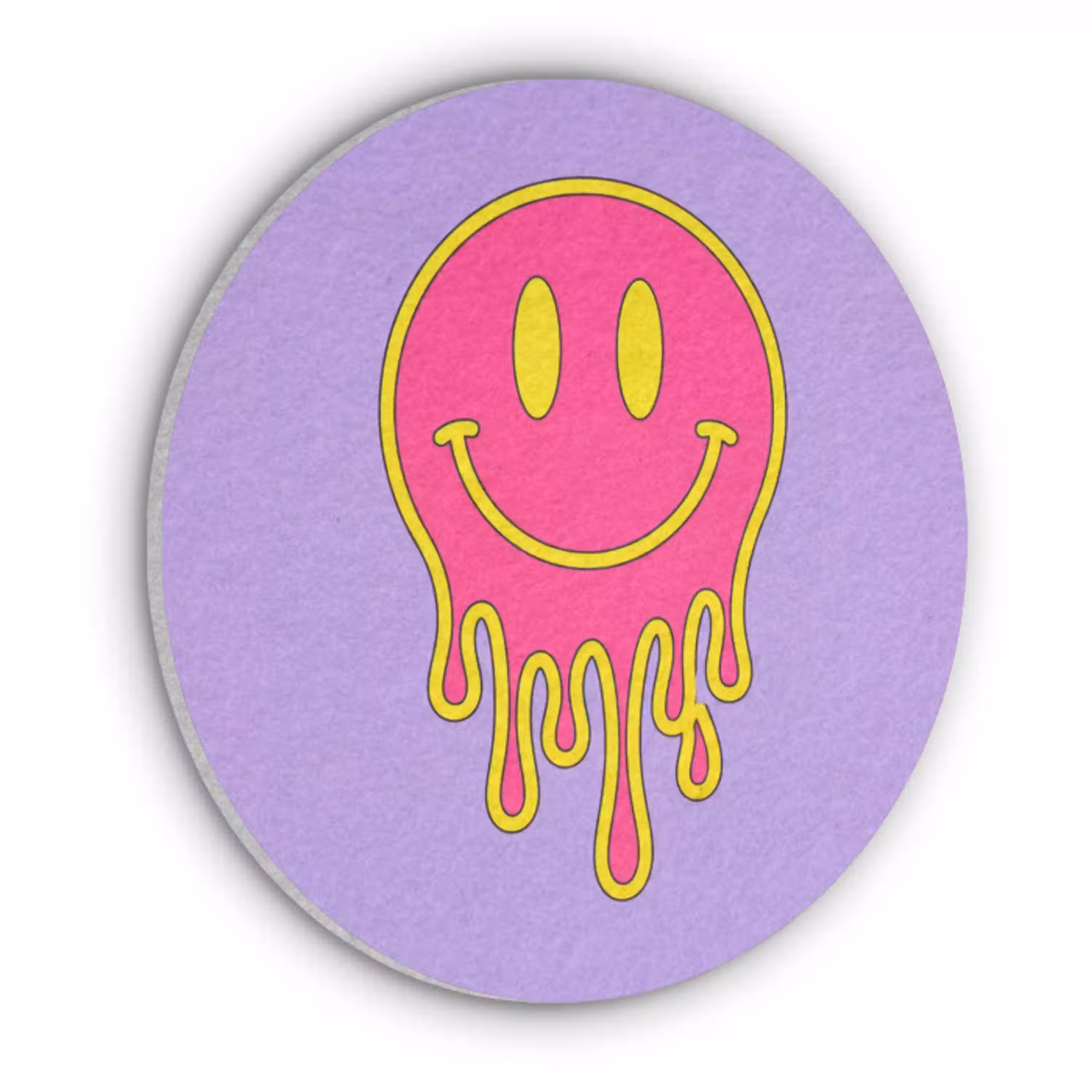 Smiley - Drip - Neon Akoestische PET Vilt - Rond klein -3d