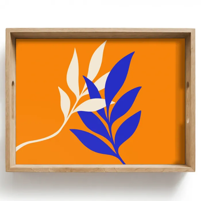 Takken - Bladeren - Minimalistisch - Blauw Dienblad Rechthoek middel -z3d_shopping