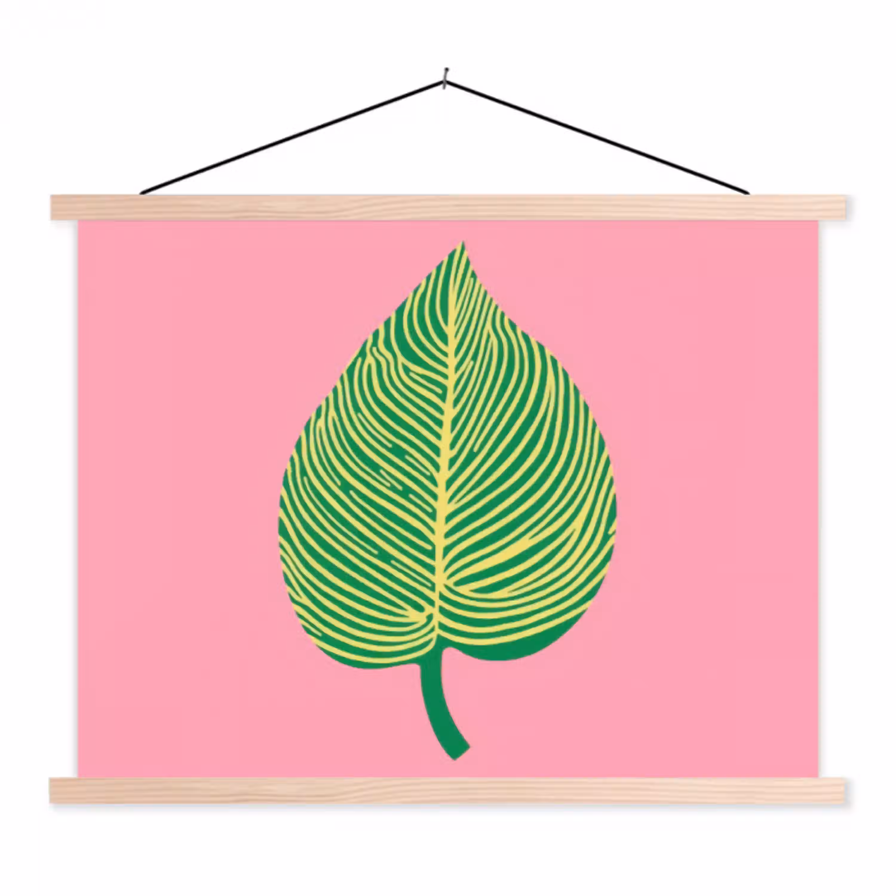 Illustratie - Blad - Minimalistisch - Groen textielposter latten blank klein -3d
