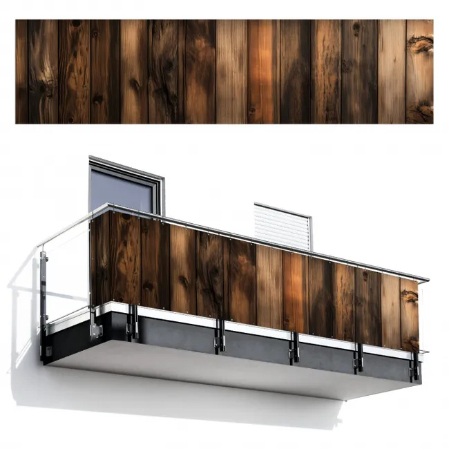 Balkonscherm - Hout - Rustiek - Donkere Planken