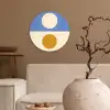 Cirkels - Symmetrisch - Wit - Blauw- Geel Wandcirkel kunststof plaat 5mm dik klein -sfeer1