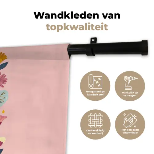 Bij - Geel - Bloemen - Kleurrijk Wandkleed katoen klein -sfeer2