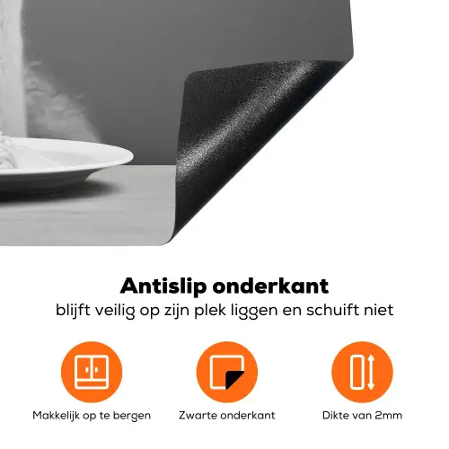 Alpaca - Pasta - Zwart - Wit - Grappig - Dieren Inductie beschermer vinyl 3mm klein -zzzzzzz-td-onderkant