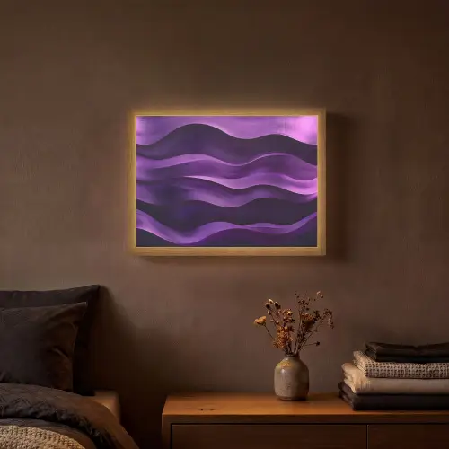 Golven - Abstract - Paars Light Box met batterij (Wandlamp) middel -sfeer4