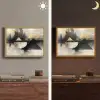 Abstract - Zwart - Verf - Modern Light Box met batterij (Wandlamp) middel -sfeer3