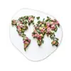 Wereldkaart - Kleurrijk - Bloemen - Lente Wandcirkel Organisch Aluminium middel -3d