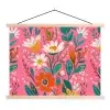 Roze - Bloemen - Wit - Oranje textielposter latten blank klein -3d