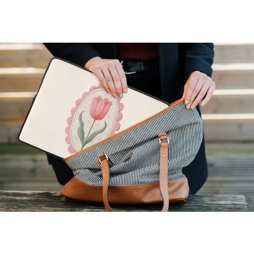 Tulp - Lijst - Ovaal - Illustratie laptophoes neopreen klein -tas