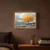 Boom - Geel - Natuur - Zwart wit Light Box met batterij (Wandlamp) middel -sfeer4