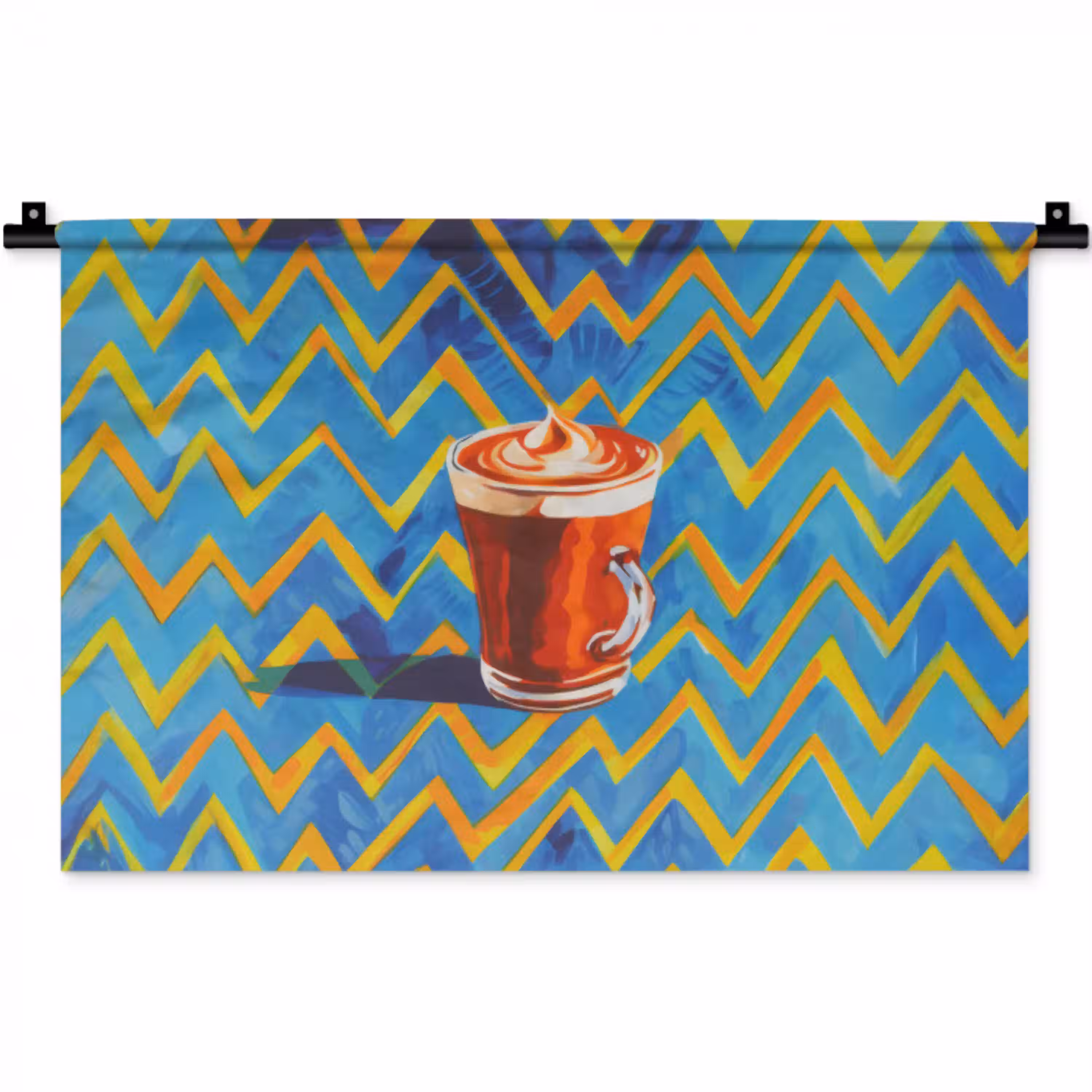 Mok - Koffie - Zigzag - Slagroom Wandkleed katoen klein -zz3d