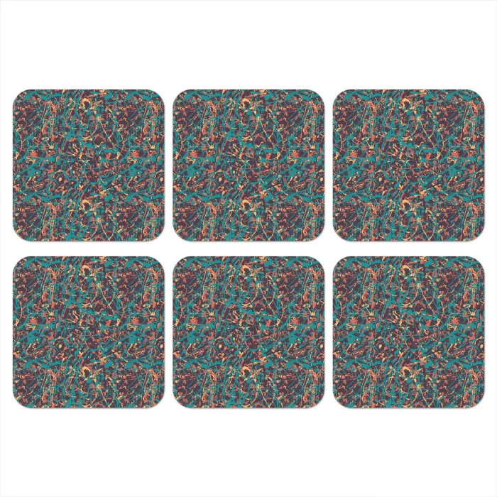 Spat - Abstract - Oranje - Groen onderzetter kurk middel 366 -3d