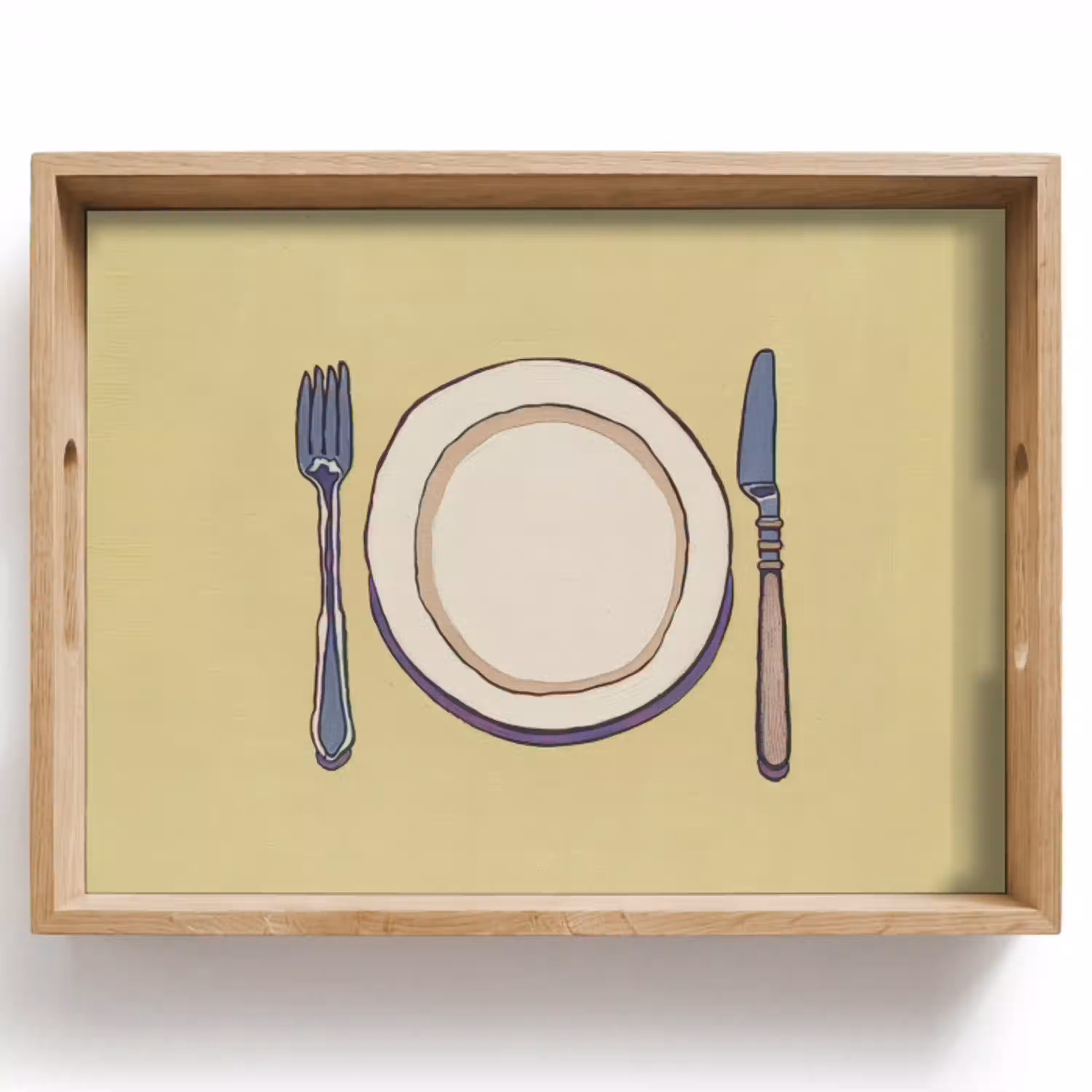 Illustratie - Bord - Bestek - Beige Dienblad Rechthoek middel -z3d_shopping