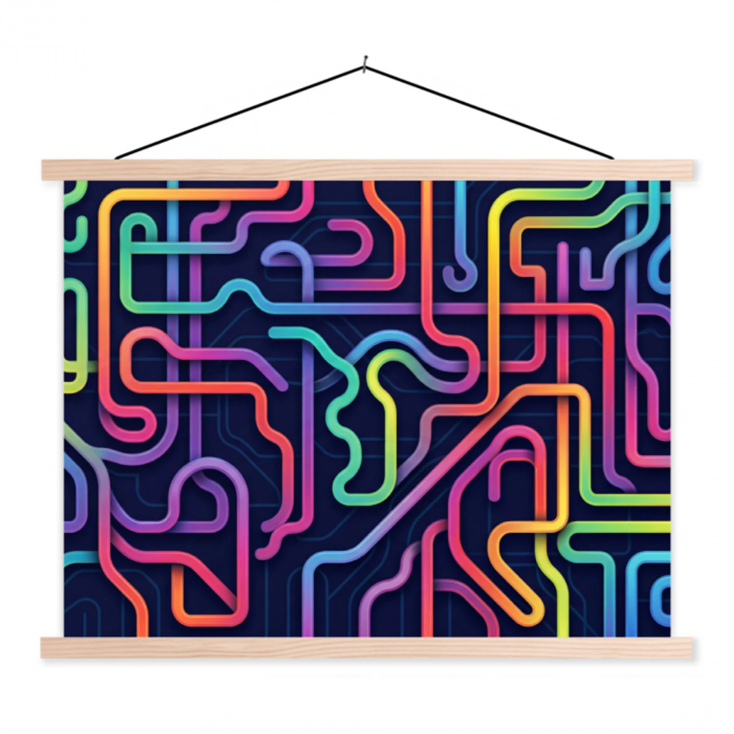 Retro - Abstract - Neon textielposter latten blank klein -3d