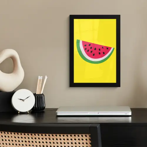 Fruit - Watermeloen - Geel fotolijst zwart zonder passe partout klein -sfeer1
