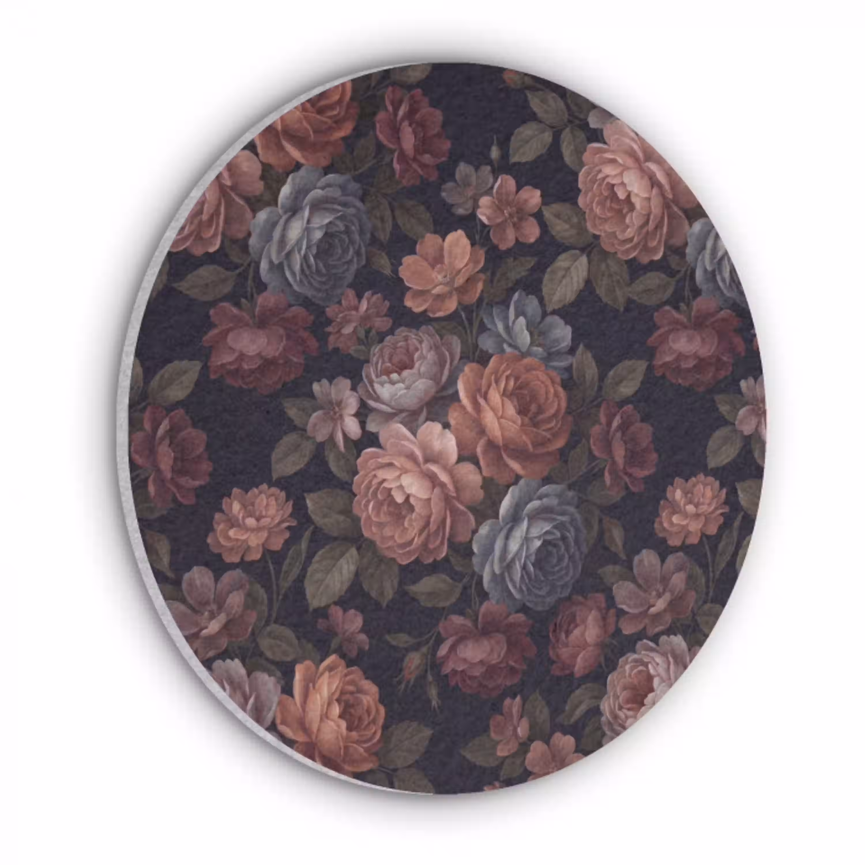 Bloemen - Patroon - Vintage - Donker - Roze Akoestische PET Vilt - Rond klein -3d