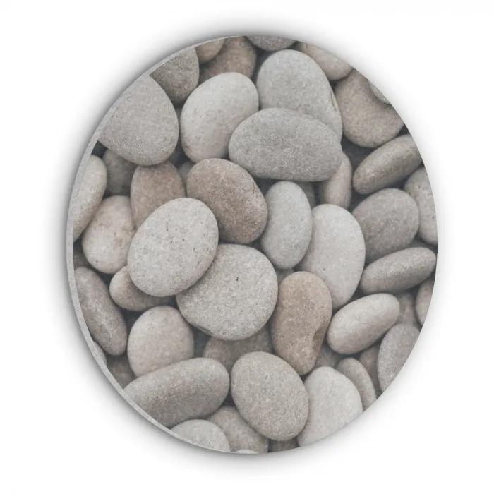 Kiezels - Stenen - Grijs Akoestische PET Vilt - Rond klein -3d