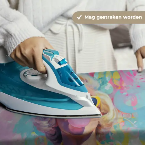 Vrouw - Blond - Roze kauwgom - Kleurrijk - Pastel Wandkleed katoen klein -sfeer9