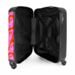 Abstracte smileyfiguren met hartogen op rood en roze NBS - Handbagage koffer - Vrouwen middel -binnenkant