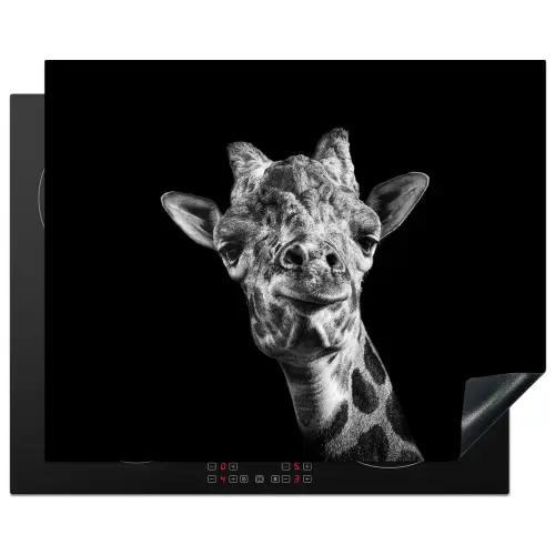 Giraffe - Dier - Zwart - Wit Inductie beschermer vinyl 3mm groot -3d
