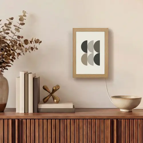 Halve cirkels - Aardetinten - Grafisch Light Box met kabel (Tafellamp) klein -sfeer2