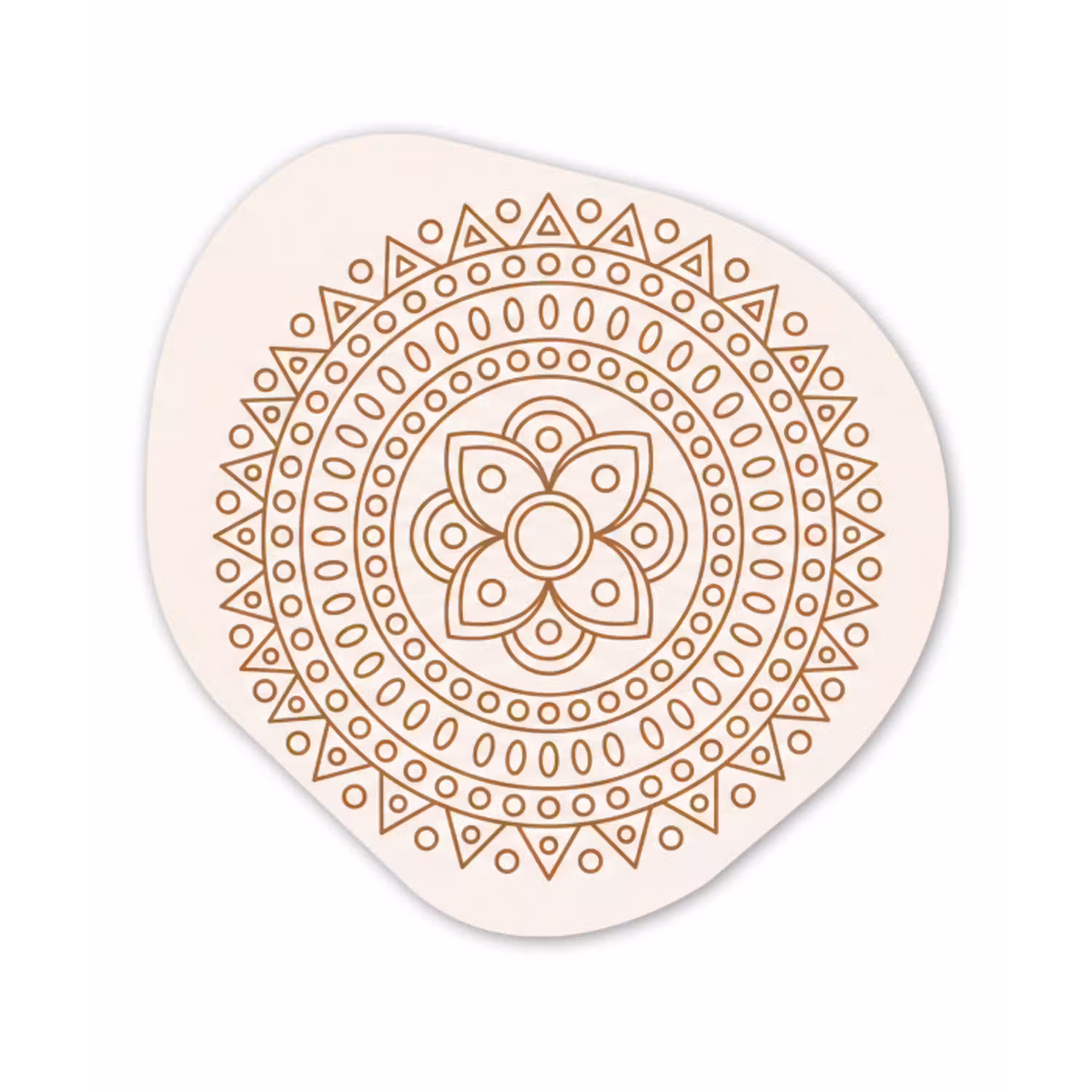 Mandala - Geometrisch - Abstract - Oosters - Bruin Wandcirkel Organisch Forex 3mm klein -3d
