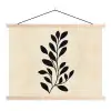Minimalistisch - Tak - Bladeren - Zwart textielposter latten blank klein -3d