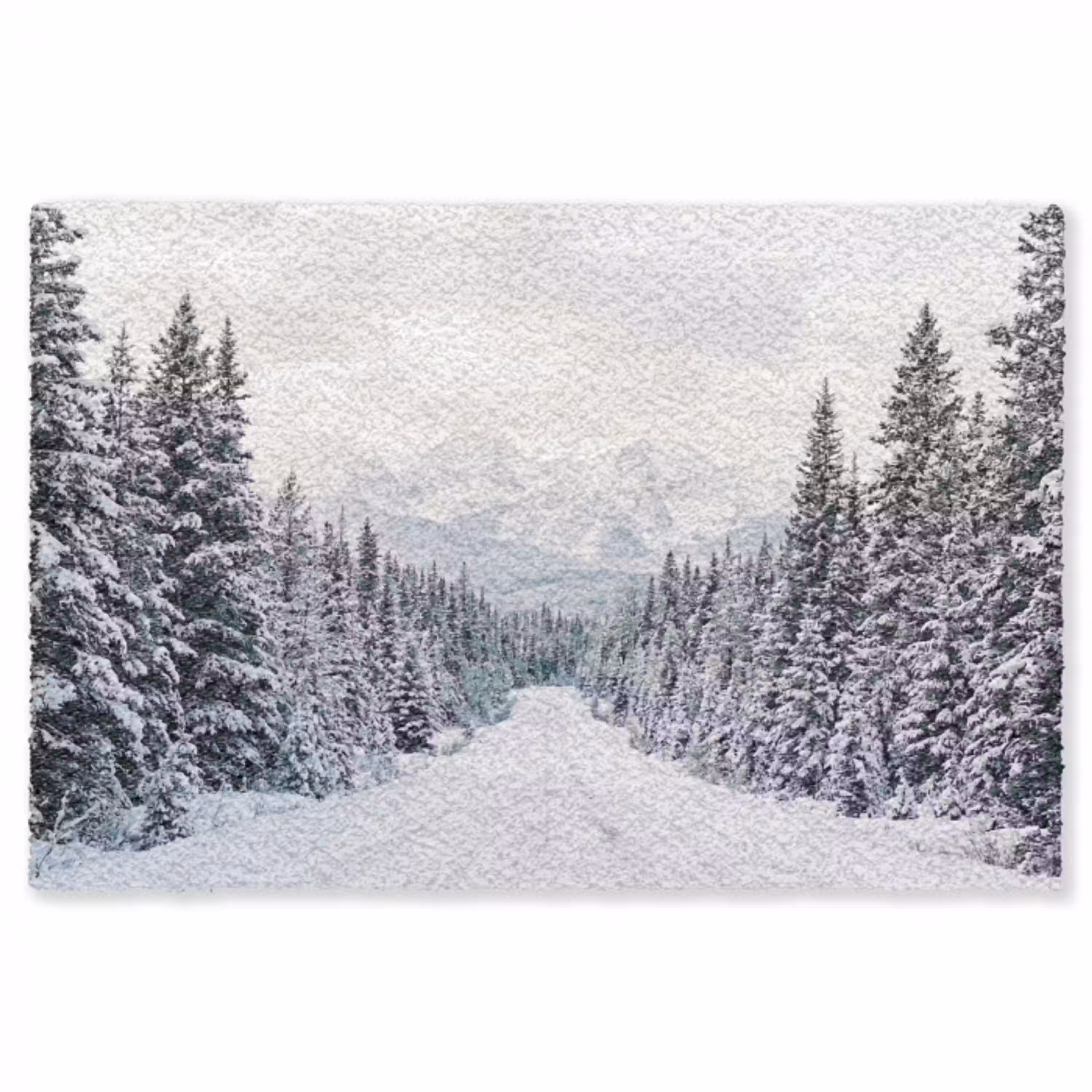 Weg - Sneeuw - Naaldbos - Winter - Avontuurlijk Vloerkleed Rechthoek klein -3d