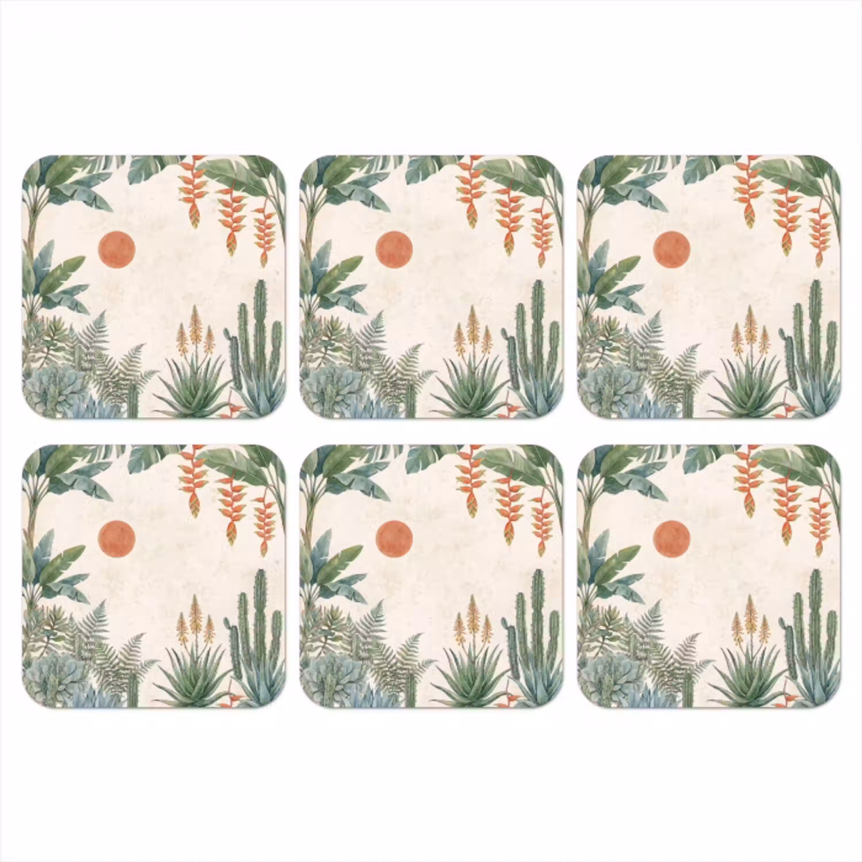 Woestijn - Planten - Groen onderzetter kurk middel -3d