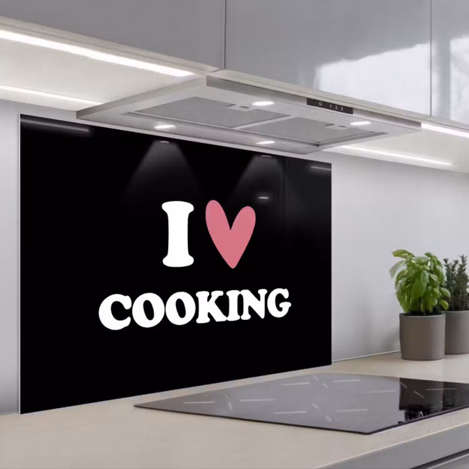 Spatscherm keuken - I love cooking - Koken - Hartje - Kookliefhebber - Kok - Spreuken