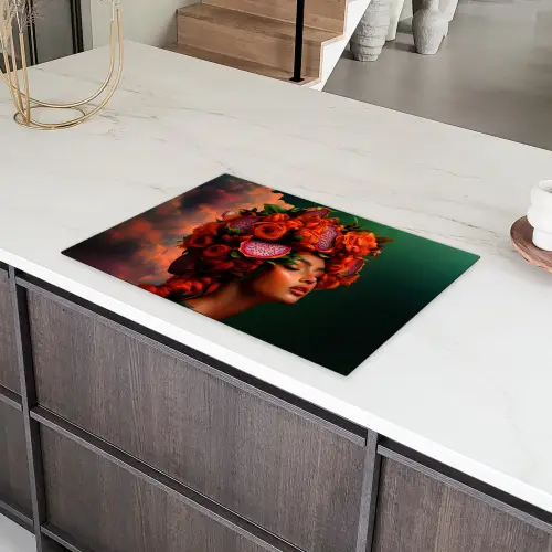 Vrouw - Drankenfruit - Rozen Inductie beschermer vinyl 3mm klein -sfeer8