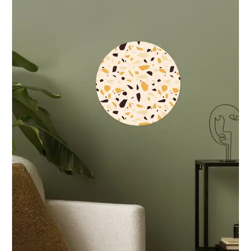 Terrazzo -  Patroon - Geel - Wandcirkel behangsticker klein 186 -sfeer2