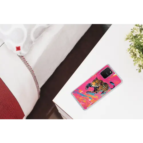 Luipaard - Roze - Oranje - Blauw - Verf Telefoonhoesje Samsung Galaxy S10 Lite klein -kamerS10Lite