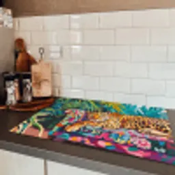 Luipaard - Kleurrijk - Tropisch Inductie beschermer vinyl 3mm klein -sfeer3