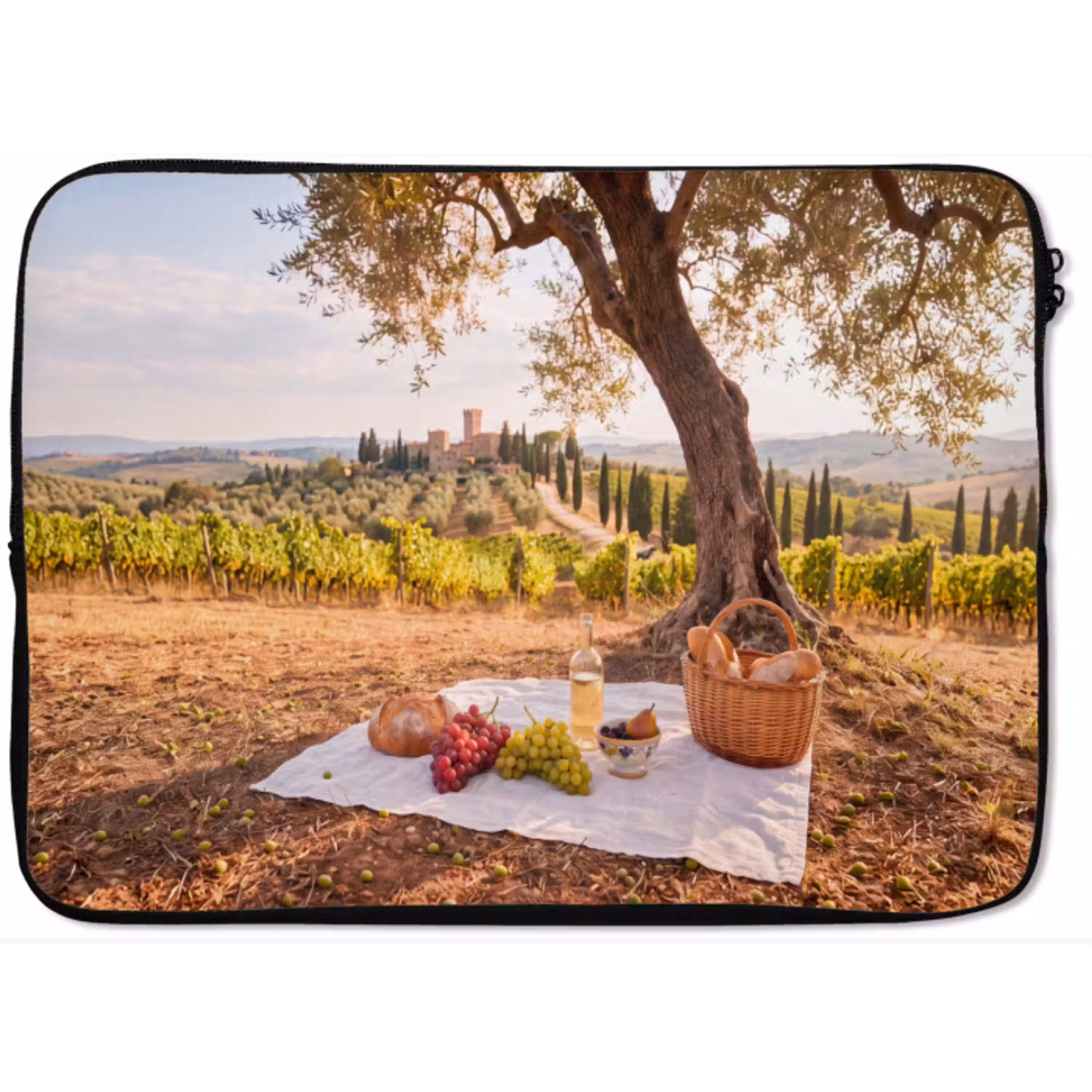 Picknick - Wijngaard - Landschap - Zomer - Eten laptophoes neopreen klein -zkaufland3dotto
