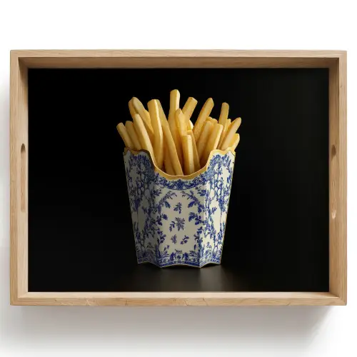 Friet - Porselein - Delfts blauw - Eten Dienblad Rechthoek middel -z3d_shopping