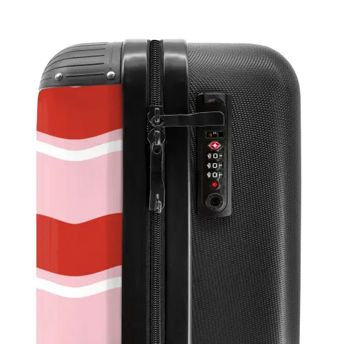 Golvende strepen in rood en roze NBS - Handbagage koffer - Kinderen Unisex middel -slot