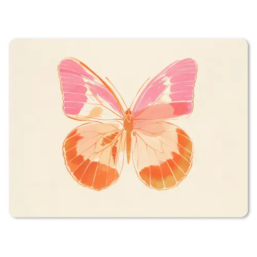 Oranje - Vlinder - Minimalistisch muismat rubber klein -3d