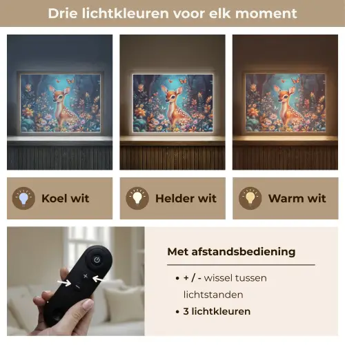 Hert - Magisch - Sprookjesbos Light Box met batterij (Wandlamp kind) middel -USP_lichtkleurNL