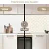 Patroon - Bloemen - Beige keuken achterwand 2 middel 871 -voor-na2_NL