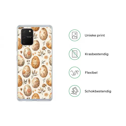 Paaseieren - Bruin - Bloemen Telefoonhoesje Samsung Galaxy S10 Lite klein -specsS10Lite